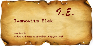 Ivanovits Elek névjegykártya